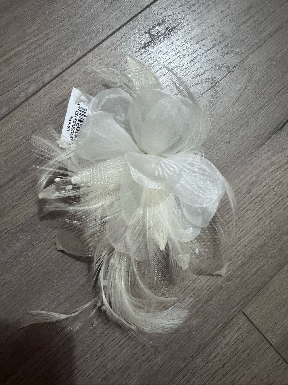 Elegant Bridal White Floral Feather Hair Clip